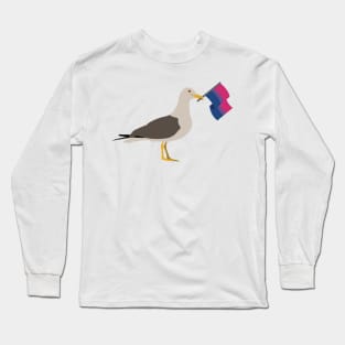 Seagull Holding Bisexual Pride Flag Long Sleeve T-Shirt